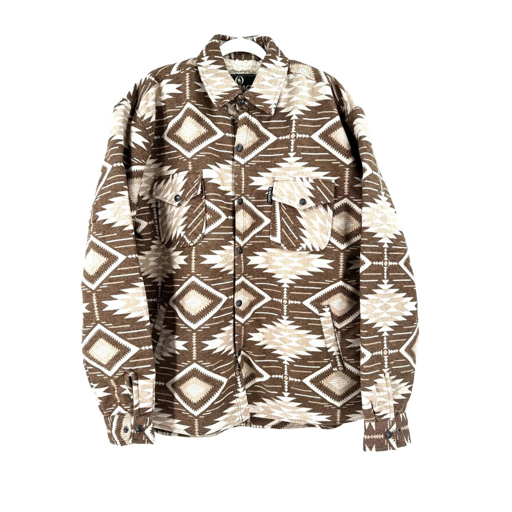 NEW OUTBACK TRADING Ronan Jacket Men's L Brown Sherpa Lined Aztec Southwestern